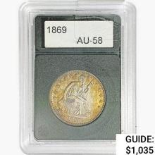 1869 Seated Liberty Half Dollar  AU58