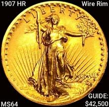 1907 HR Wire Rim $20 Gold Double Eagle