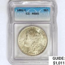 1882-O Morgan Silver Dollar ICG MS65