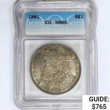 1881 Morgan Silver Dollar ICG MS65
