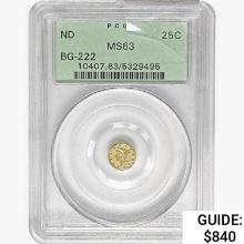 ND Round California Gold Quarter PCGS MS63 BG-222