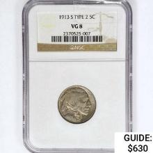 1913-S Buffalo Nickel NGC VG8 TYPE 2