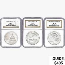 1987-1995 [3] US Varied Silver Coinage NGC MS70