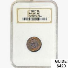 1907 Indian Head Cent NGC MS64 RB