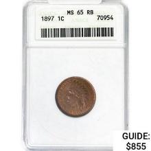 1897 Indian Head Cent ANACS MS65 RB