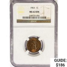 1903 Indian Head Cent NGC MS63 BN