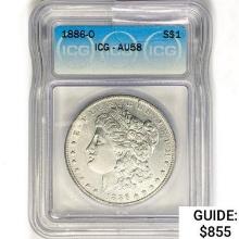 1886-O Morgan Silver Dollar ICG AU58