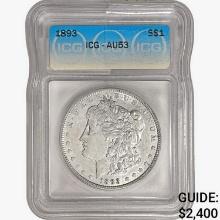 1893 Morgan Silver Dollar ICG AU53