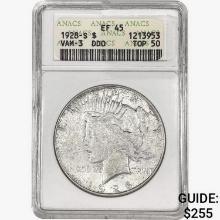 1928-S Silver Peace Dollar ANACS EF45 VAM-3 DDO