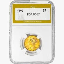 1899 $5 Gold Half Eagle PGA MS67