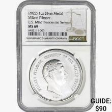 2022 1oz. Silver Medal Millard Fillmore NGC MS69 P