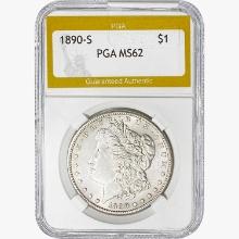 1890-S Morgan Silver Dollar PGA MS62