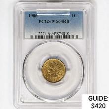 1906 Indian Head Cent PCGS MS64 RB