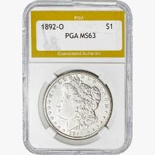 1892-O Morgan Silver Dollar PGA MS63