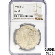 1923-S Silver Peace Dollar NGC AU58