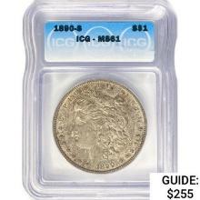 1890-S Morgan Silver Dollar ICG MS61