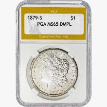 1879-S Morgan Silver Dollar PGA MS65 DMPL