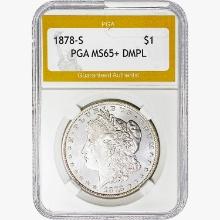 1878-S Morgan Silver Dollar PGA MS65+ DMPL