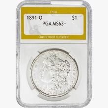 1891-O Morgan Silver Dollar PGA MS63+