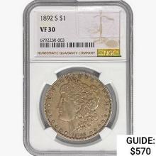 1892-S Morgan Silver Dollar NGC VF30