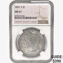 1891-S Morgan Silver Dollar NGC MS61