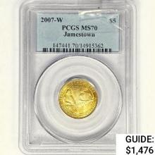 2007-W $5 .10oz gold Jamestown PCGS MS70
