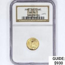 2002 $5 1/10oz American Gold Eagle NGC MS70