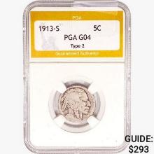 1913-S Buffalo Nickel PGA G4 Type 2