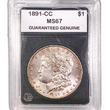 1891-CC Morgan Silver Dollar GG MS67