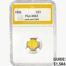 1905 Lewis & Clark Rare Gold Dollar PGA MS63