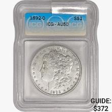 1892-O Morgan Silver Dollar ICG AU50