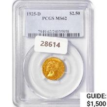 1925-D $2.50 Gold Quarter Eagle PCGS MS62