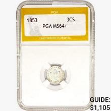 1853 Silver Three Cent PGA MS64+