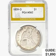 1859-O Morgan Silver Dollar PGA MS62