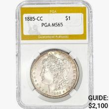 1885-CC Morgan Silver Dollar PGA MS65