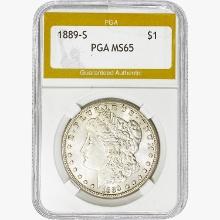 1889-S Morgan Silver Dollar PGA MS65