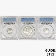 1951-2011 [3] US Varied Silver Coinage PCGS MS/PR