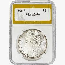 1890-S Morgan Silver Dollar PGA MS67+