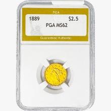 1889 $2.50 Gold Quarter Eagle PGA MS62