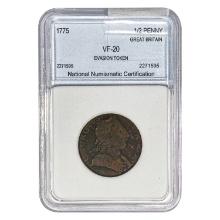 1775 King George III Copper Inv. 1/2 Cent NNC VF20