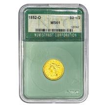 1852-O $2.50 Gold Quarter Eagle NTC MS61