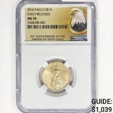 2016 $10 1/4oz American Gold Eagle NGC MS70