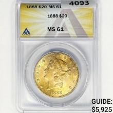 1888 $20 Gold Double Eagle ANACS MS61