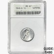 1943-S Wheat Cent ANACS MS67