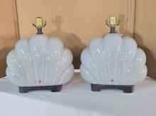 Pair of Haeger Vintage Art Deco Revival Ceramic Lamps