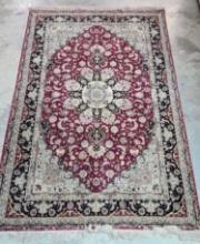 Wool And Silk "Fairmont Collection" Red / Black / Gray Rug / Carpet
