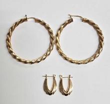 2 Pair of 14k Gold Hoop Earrings