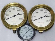 Lot Of 3 Water And Air Pressure Gauges