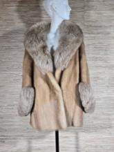 Beautiful Vintage Mink & Fox Fur Coat with Bell Sleeves