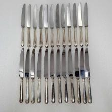24 Knives By Terry Shaverin Sterling Silver Handle Fiddlehead Pattern 12 Dinner & 12 Lunch Knives